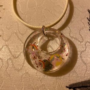 Hand made resin rainbow unicorn Necklace